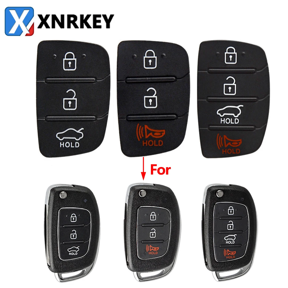 XNRKEY 3/4 Button Remote Car Key Shell Rubber Button Skin Repair for Hyundai HB20 Santa Fe IX35 IX45 Mistra Key Case Cover