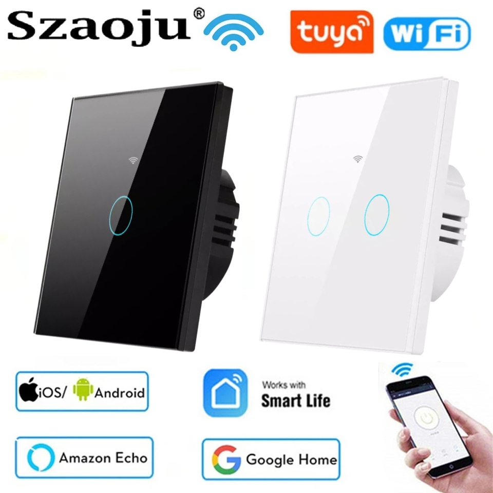 Smart Switches 1/2/3 Gang Wifi Touch Light Switch Wall Sensor Switches Tuya Control Smart Life Google Alexa EU/US Standard