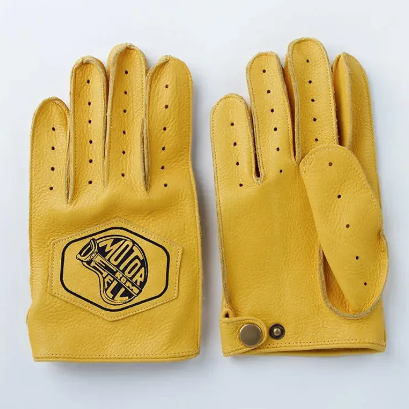 Retro Limelight Leather Sports Gloves Motorcycle Outdoor Riding Full-finger and Half-finger Non-slip Wear-resistant