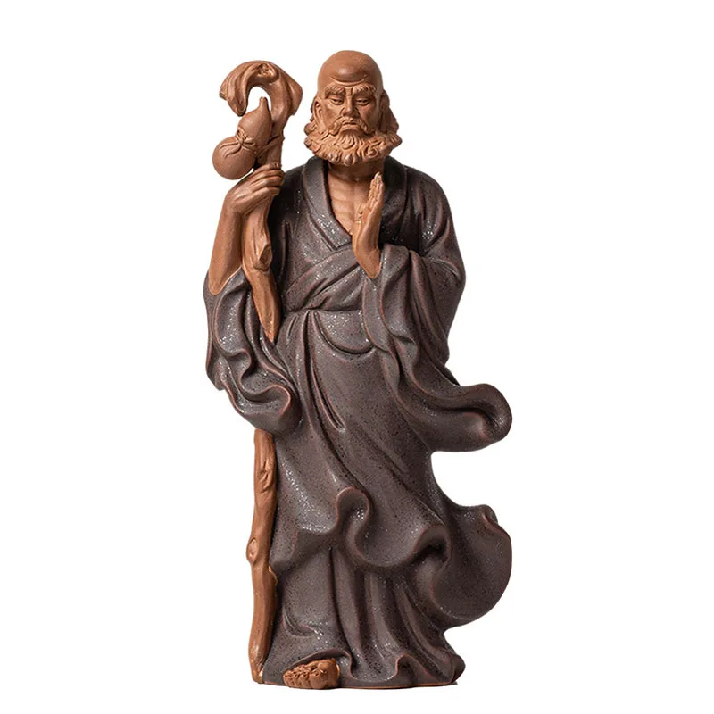 Zen Bodhisattva Ceramic Dharma Sculpture Statue, Lndian Buddhist Figures, Home Room, Office, Feng Shui Decoration