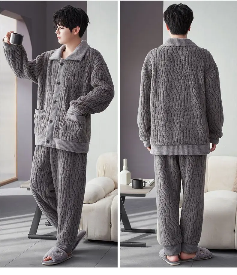 Pyjama Kimono Homme 2 Pièces - Col V, Coupe Ample, Hiver - Coton, Taille Regular, Neuf Avec étiquettes
