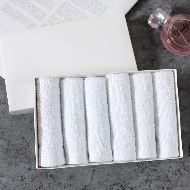 4Pcs 25x25cm White Soft Cotton Small Square Home Hotel Bathroom Multifunctional Cleaning Hand Towel 4
