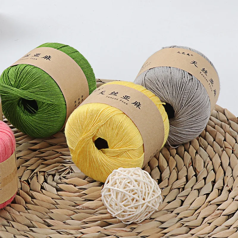 50g Tiansi Hemp Thread Hand Woven DIY Crochet Pad Doll Thread Material Bag Medium Thick Wool Crochet Knitting Suture 3