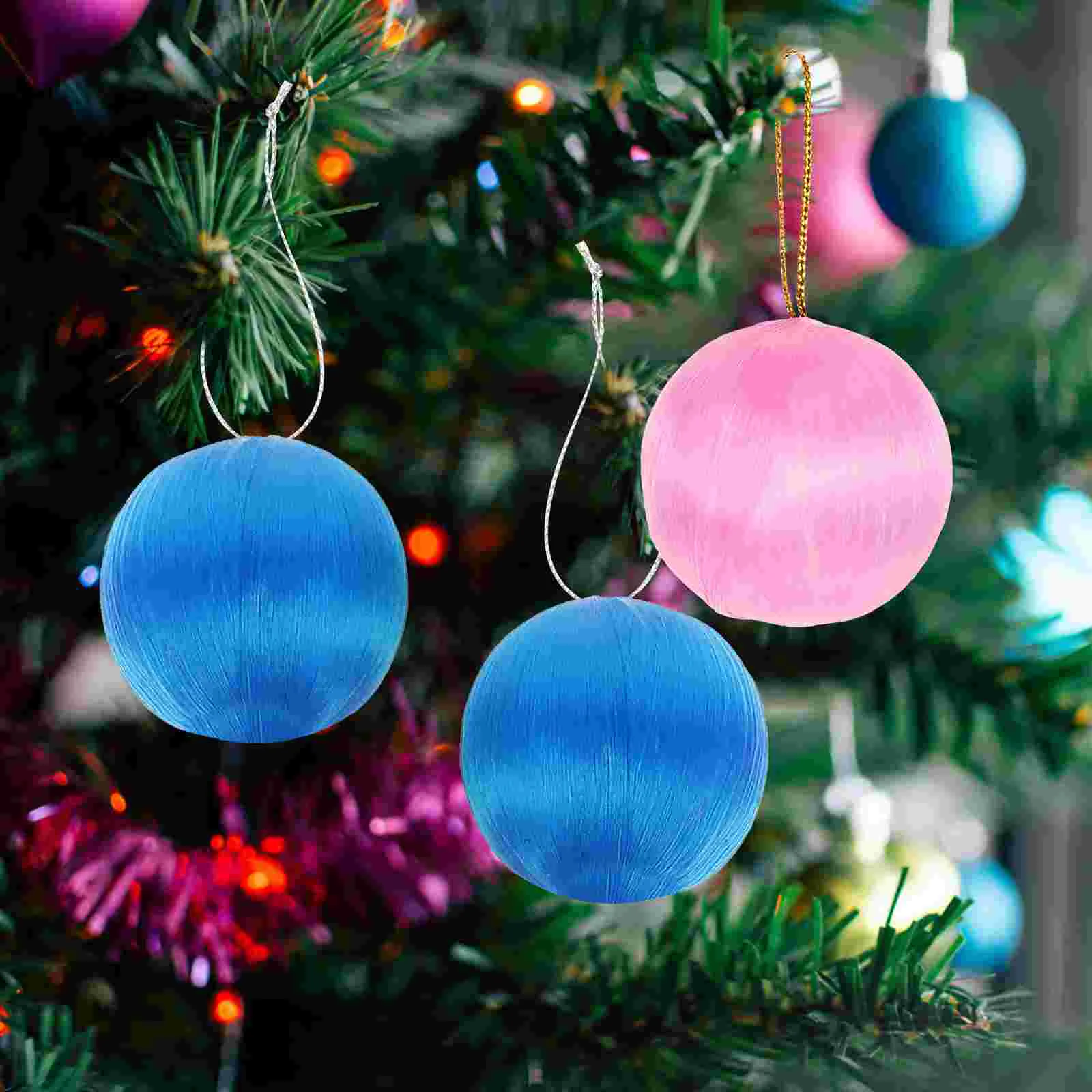 

4cm Silk Thread Balls Christmas Pendant Colorful Christmas Snowball Hanging Pendant Christmas Tree Hanging Balls (Random)