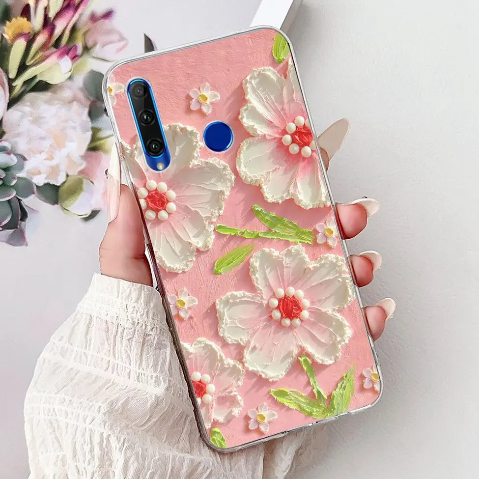 Cute Cartoon Cat Luxury Fashion Flowers Soft TPU Bumper Cover