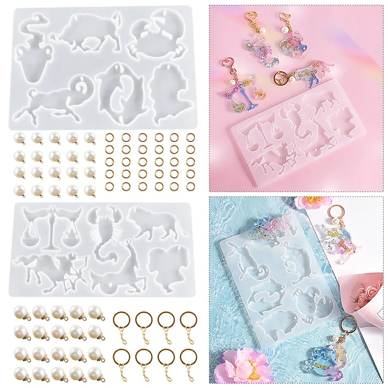 

12 Constellation Epoxy Resin Casting Mold Kit DIY Crystal Epoxy Resin Mold Pendant Silicone Molds Keychain Jewelry Making Mould