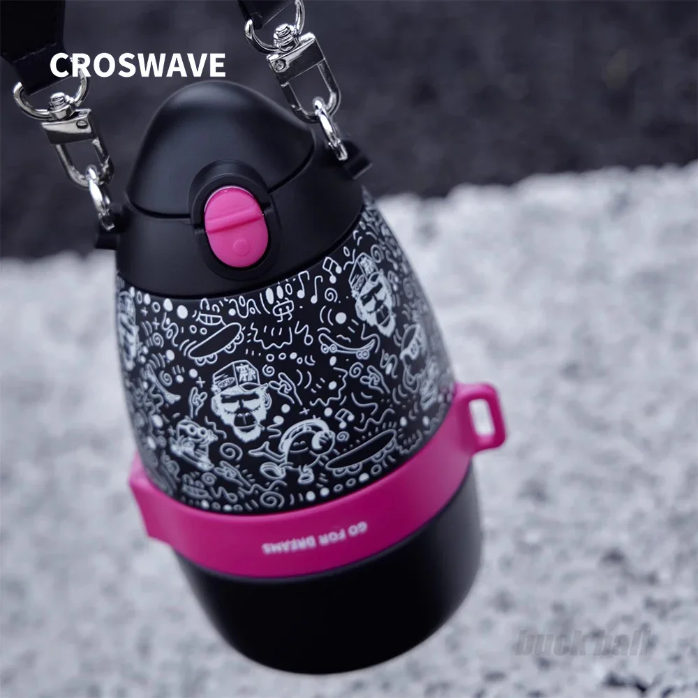 CROSWAVE 스포츠 페어 물병, 크리에이티브 캠핑 워터 필터, 스테인레스 스틸 럭비 열 컵, 스큐 크로스 휴대용 야외