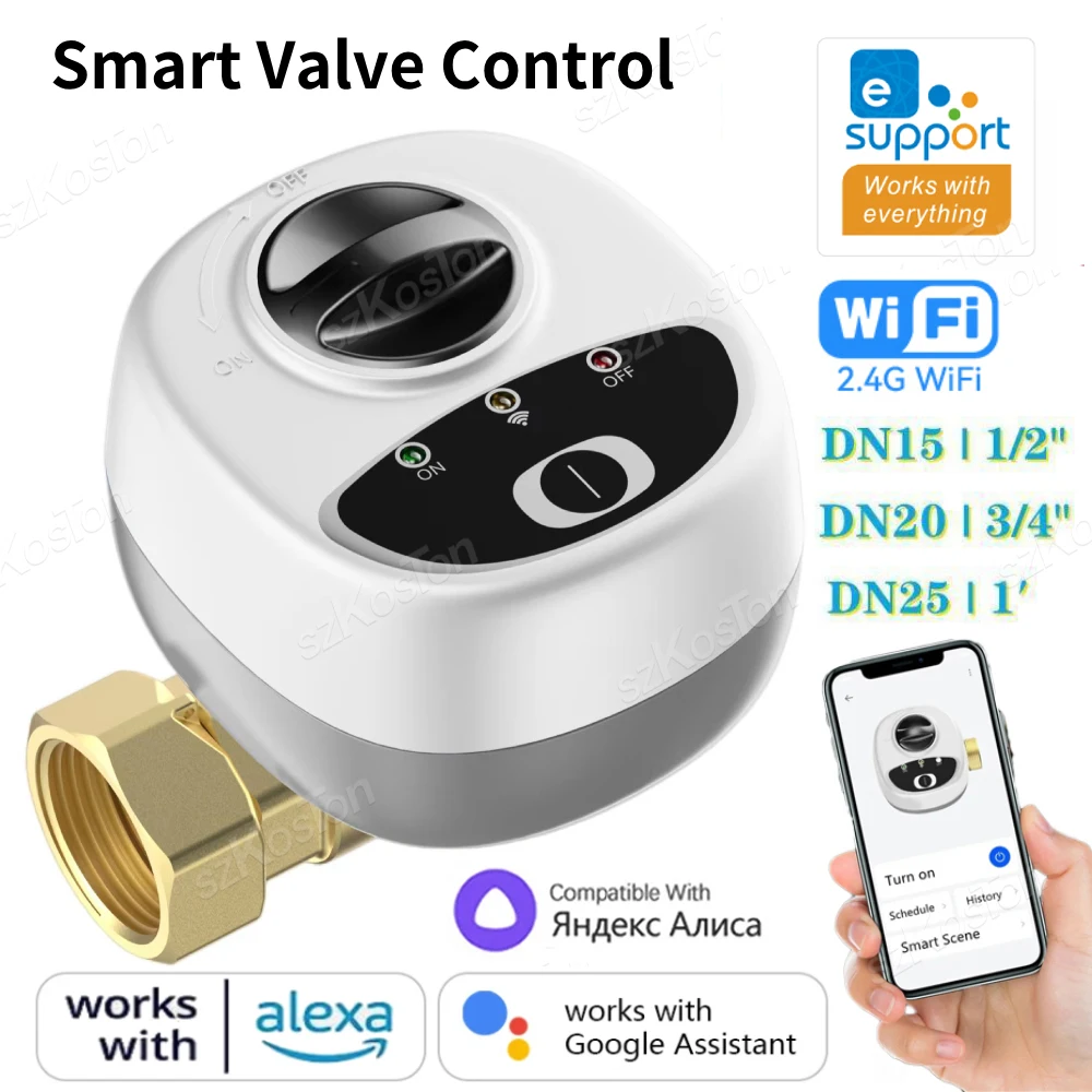 Ewelink App Smart Wifi Válvula de Água Gás Stop Check Valve Temporizador de Controle sem Fio Trabalhar com Alexa Google Alice Dn15 Dn20 Dn25