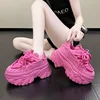 Hidden Heels White Chunky Sneakers Women Breathable Lace Up High Platform Shoes Woman 2025 Autumn Non-Slip Thick Bottom Sneakers 4