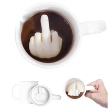 

300ml Creative Design White Middle Finger Mug Fun Ceramic Mug Capacity Water Cup Novelty Style Mixed Coffee Milk Mug