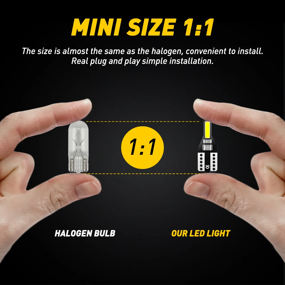  Ʈ 168 2825 194 ڵ , ǳ     ġ ̼ , W5W LED T10, 12V, 6000K, 10 