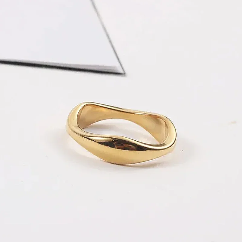 New Arrival Jewelry Geometric Stainless Steel Irregular Wavy Finger Ring for Women 3