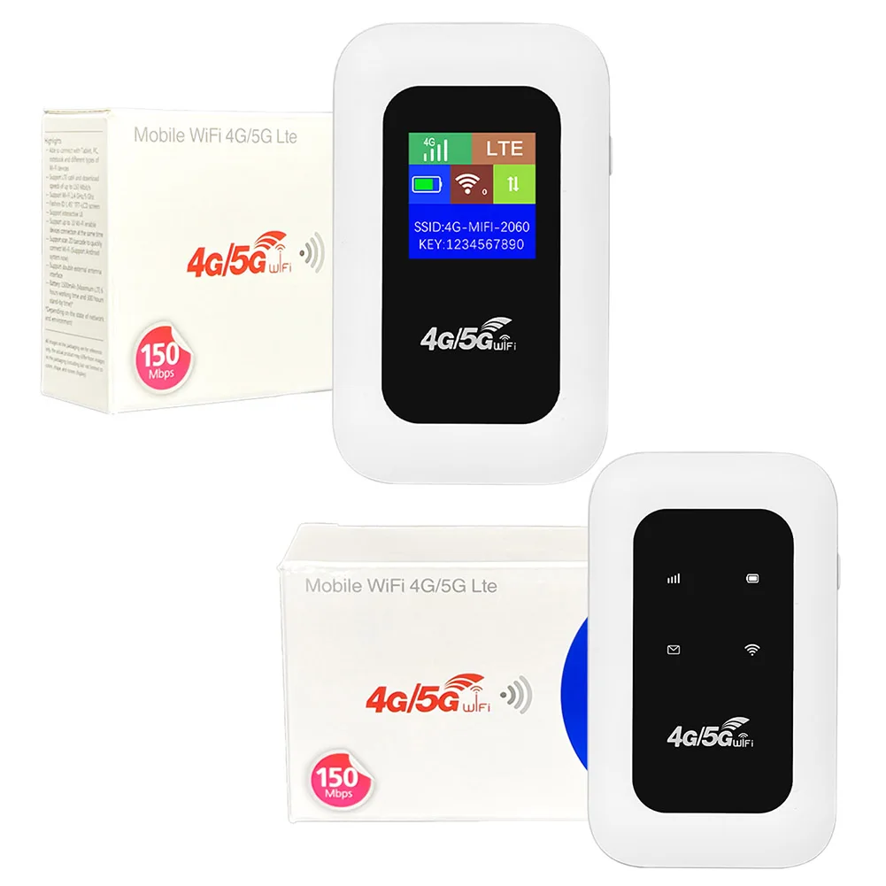 4G Pocket WiFi Router Portable Mobile Hotspot 150Mbps 4G LTE Wireless Router 2100mAh MiFi Modem SIM Card Slot Wide Coverage