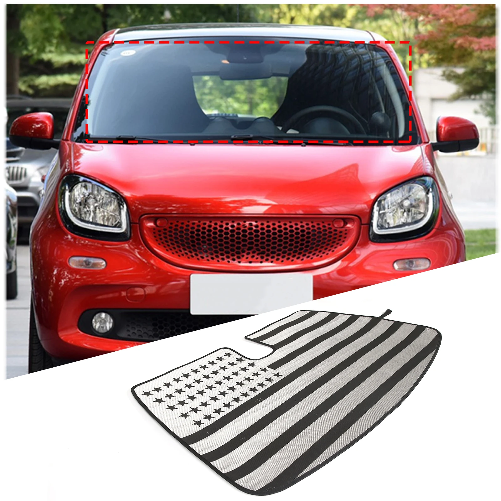 

For Mercedes-Benz Smart Fortwo 451 453 2009-2021 Aluminum Foil Silver Car Front Glass UV Protection Sunshade Car Accessories