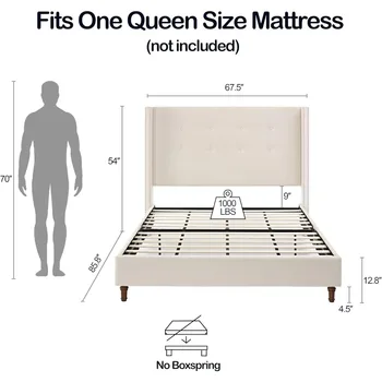 Upholstered Bed Frame, 54 2