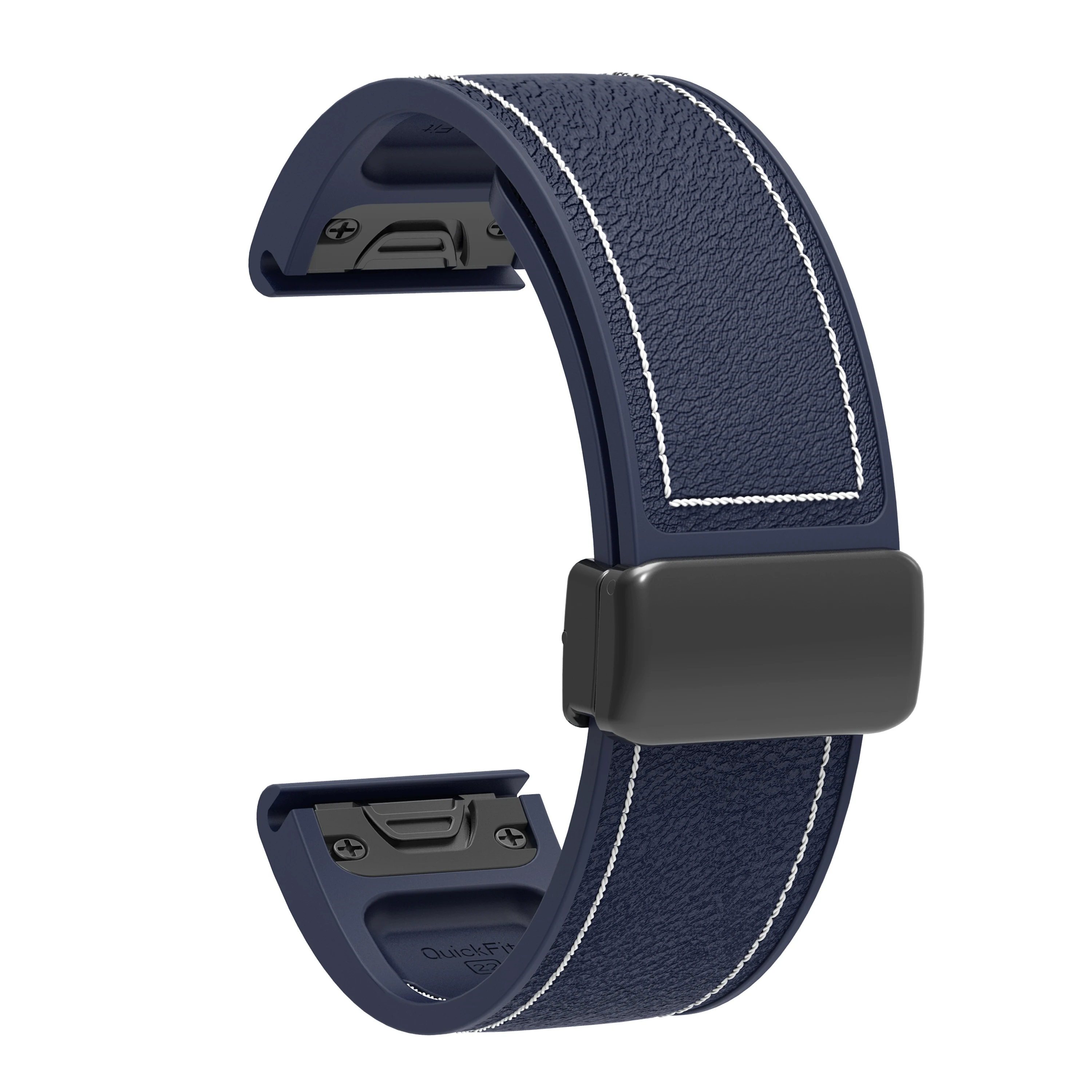 Folding Magnetic Silicone Watch Strap with Quick-Release Stitching Design