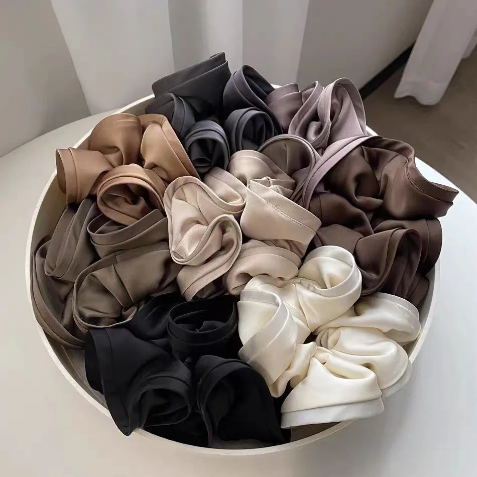 

Large Satin Scrunchies Elastic Hair Ties Hair Bands Women Girls Ponytail Holder Solid Rubber Headbands Hair Accessories Fashion