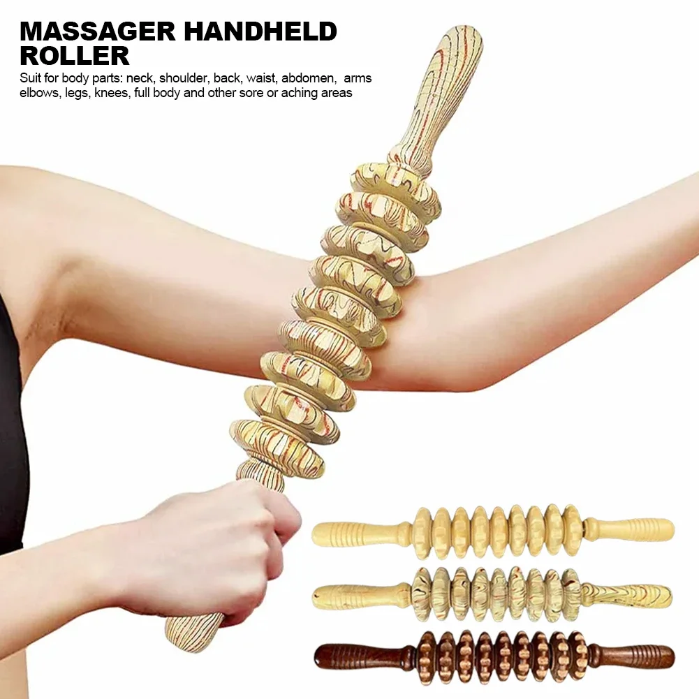 Wooden Therapy Massager Roller Trigger Point Massager Stick for Fascia Cellulite Muscle & Abdomen Body, Muscle Belly Relief Tool