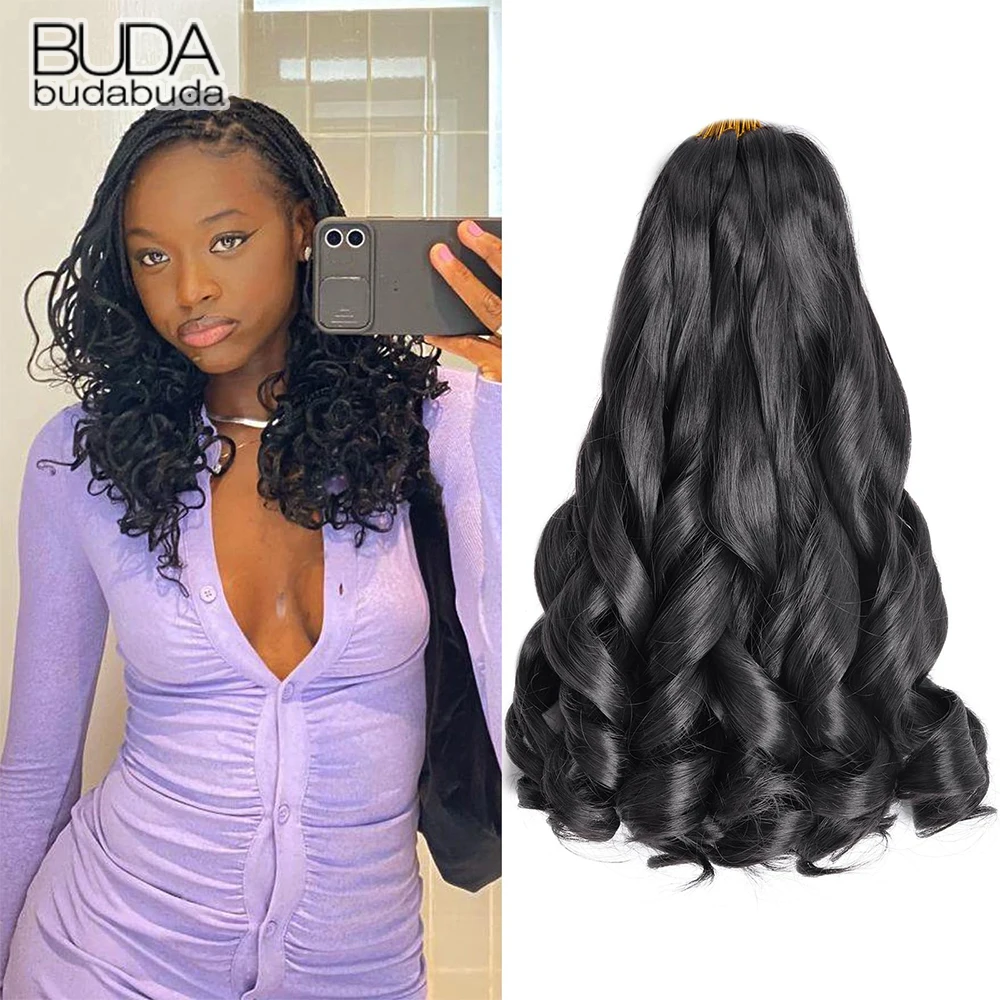 French Curly Braiding Hair Synthetic Curly Crochet Braiding Hair Extensions Pre Stretched Loose Wavy Crochet Hair for BlackWomen 1
