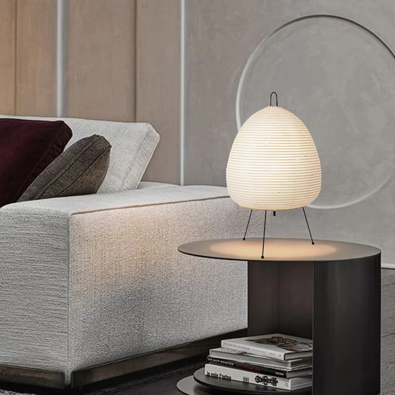 Close-up of rice paper shade on Japanese Design Paper Table Lamp