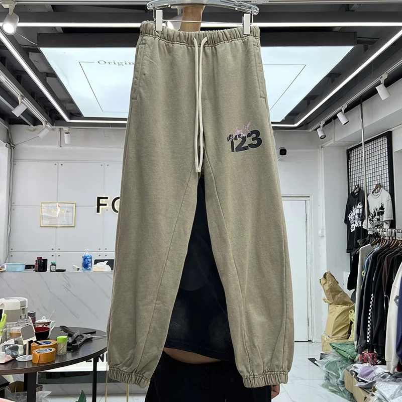 

RRR123 Sports Pants Khaki New Men's and Women's Style Best Drawstring Thick Fabric Hoodie Sweater Pants RRR 123