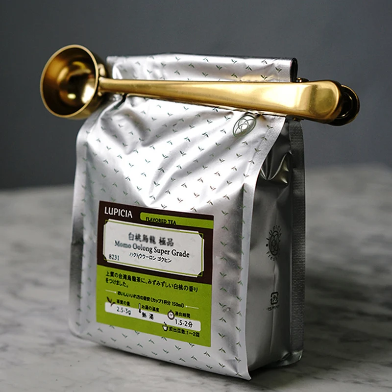 Scoop Clip Ground Coffee Measuring Cup Spoon Tea Stainless Steel