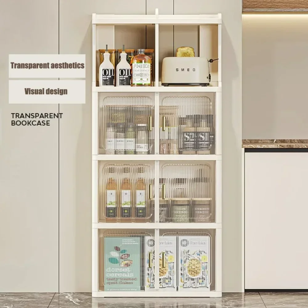 Transparent Bookcase Dustproof Storage Cabinets Floor Standing Large Capacity Display Bookshelf Living Room closets Organizer