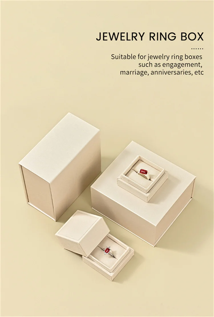Oirlv Velvet Ring Gift Box with Outer Packaging Wedding Proposal Engagement Ring Box Birthday Gift Box with Blank Greeting Card