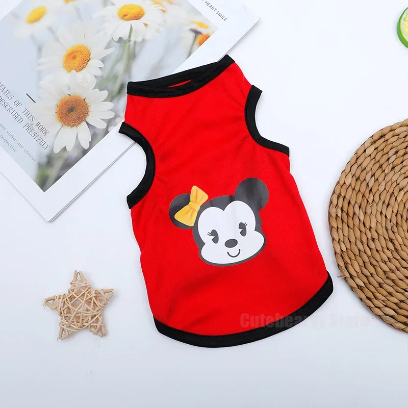Disney Mickey Minnie Pet Vest Summer New Cute Cartoon Fashion Dog Cat Windproof Soft Comfortable Clothing Outdoor Apparel Gifts