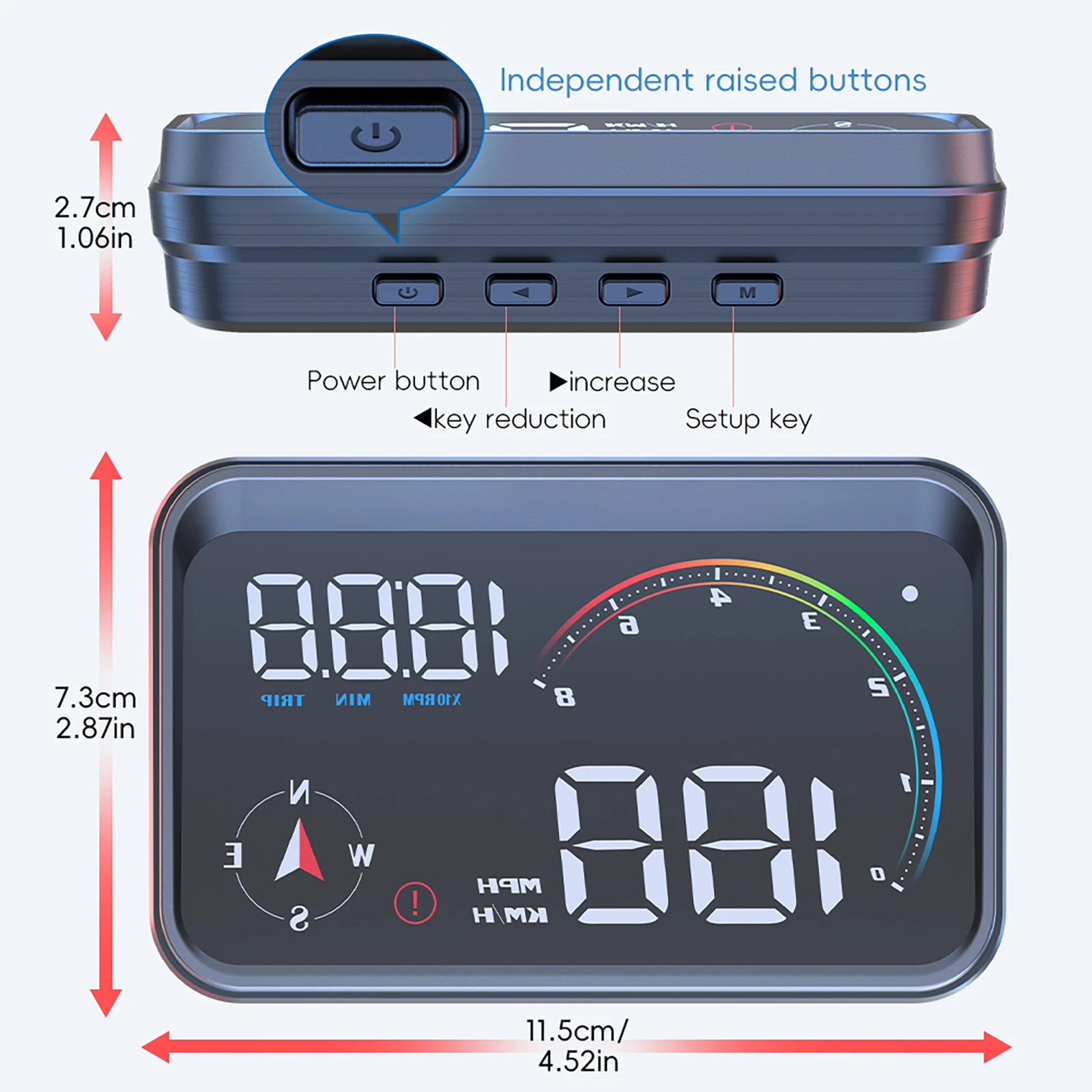 M24 차량용 HUD 헤드업 디스플레이 OBD+GPS 듀얼 시스템 온보드 컴퓨터 (디스플레이 속도계, 수온, 연료 소비량 포함)