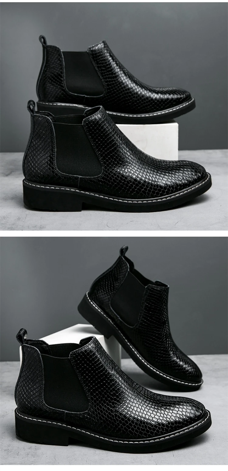 5CM Höhe Erhöhen Männer Chelsea Stiefel Aus Echtem Leder Dicken sohlen Aufzug Stiefel Alle-spiel Bequeme Stiefeletten Mann große Größe – Detail 17