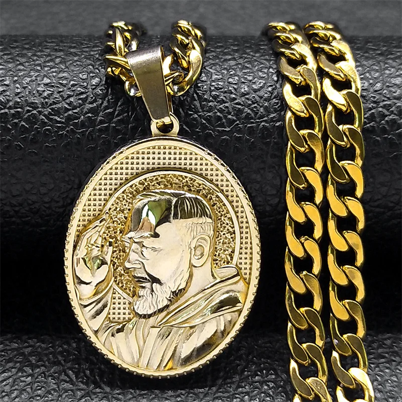 YA5955 - Collana con ciondolo a forma di Papa Francesco, gioielli