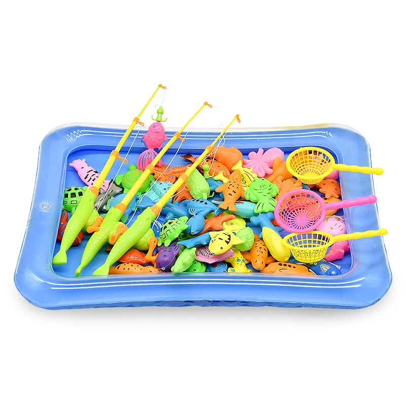 56pcs Kids Pool Fishing Toys Games - Summer Magnetic Floating Toy