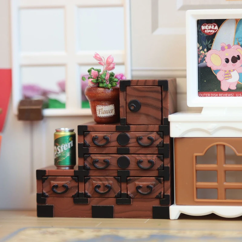 

1/12 миниатюрная имитация деревянного мини-комода для кукольного домика в стиле ретро с выдвижными ящиками полка для хранения кукольный домик мебель игрушки