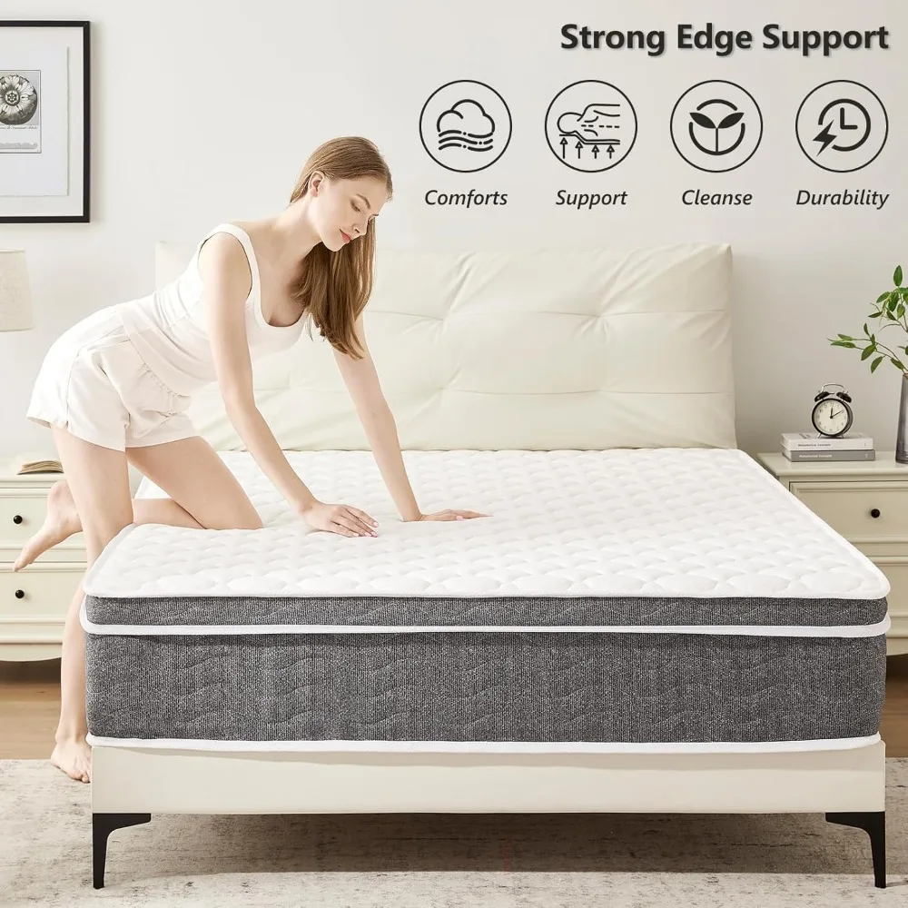 Queen Mattress, 12 Inch Hybrid Mattress - Pocketed Coils - Targeted Pressure Relief, Advanced Motion Isolation, Mattresses 5