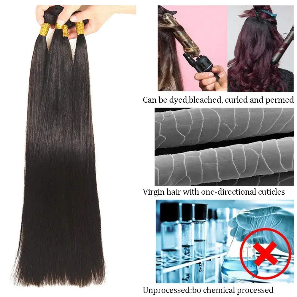 RAW Staright Human Hair Bundles 10--32inch Brazilian Straight Hair Weaves Bundles For Women Natural Brown Color Remy Human