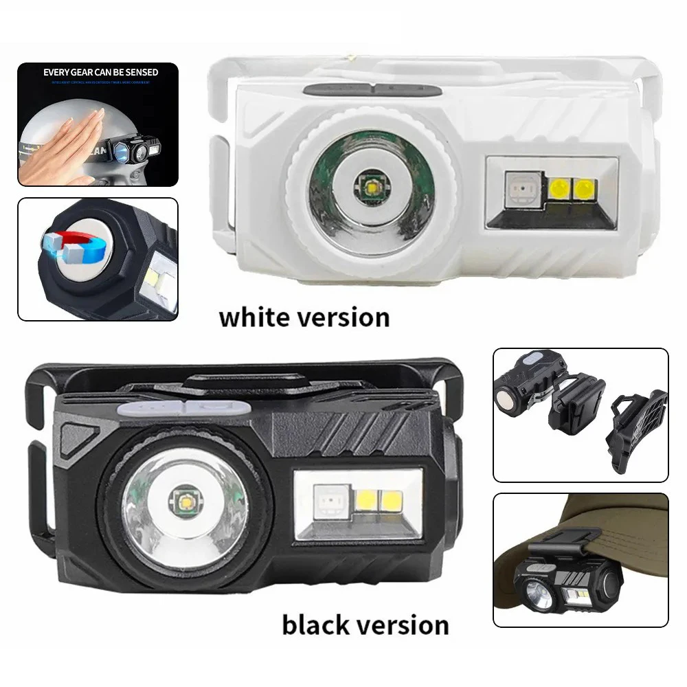 

C2 Mini Cap Clip Lamp Super Bright LED Headlamp Induction Headlight USB C Rechargeable Portable Head Flashlight Camping Fishing