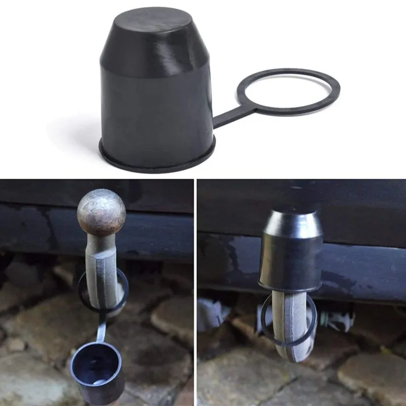 Tow Bar Ball Cover Universal 50mm Tow Bar Cover Cap With Hook Ball Shape Towing Hitch Tow Ball Cover Waterproof Trailer Protection Car Accessories