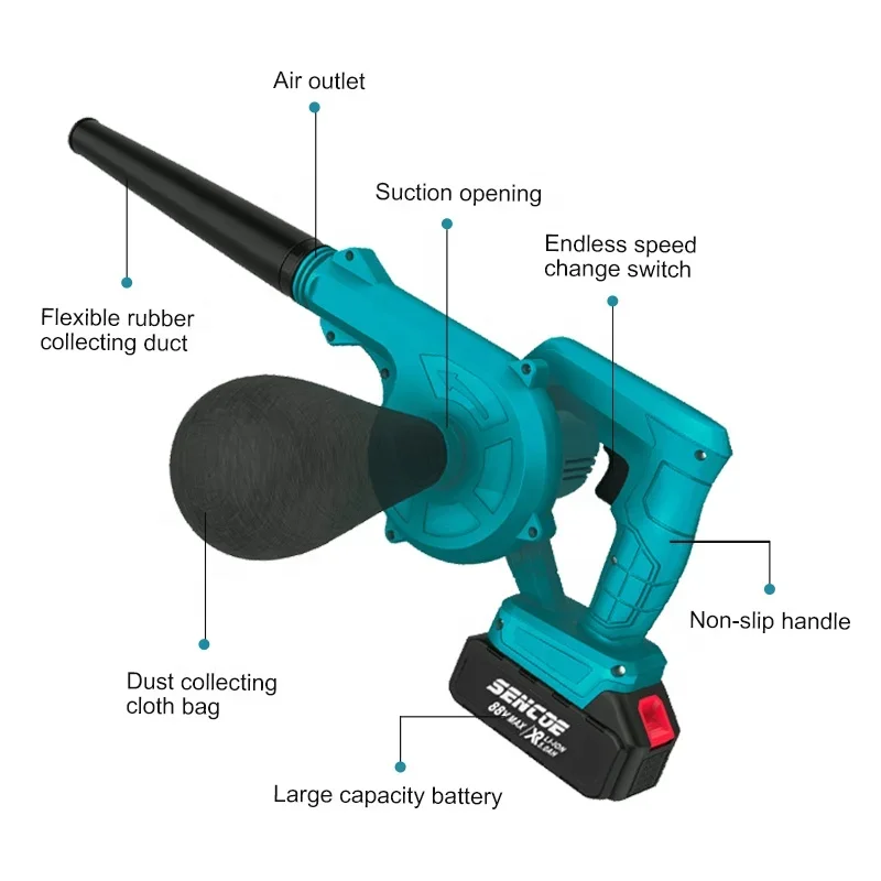 SENCOE high power small blowing machine dust removal collector blowing suction 2in1 electric leaf blower for lawn care cleaning 4