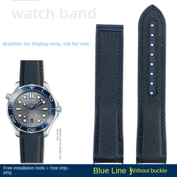 Premium Nylon Waterproof Strap in Orange - 20mm, 21mm, 22mm Sizes - 21mmx18mm(buckle) (Blue-no buckle)