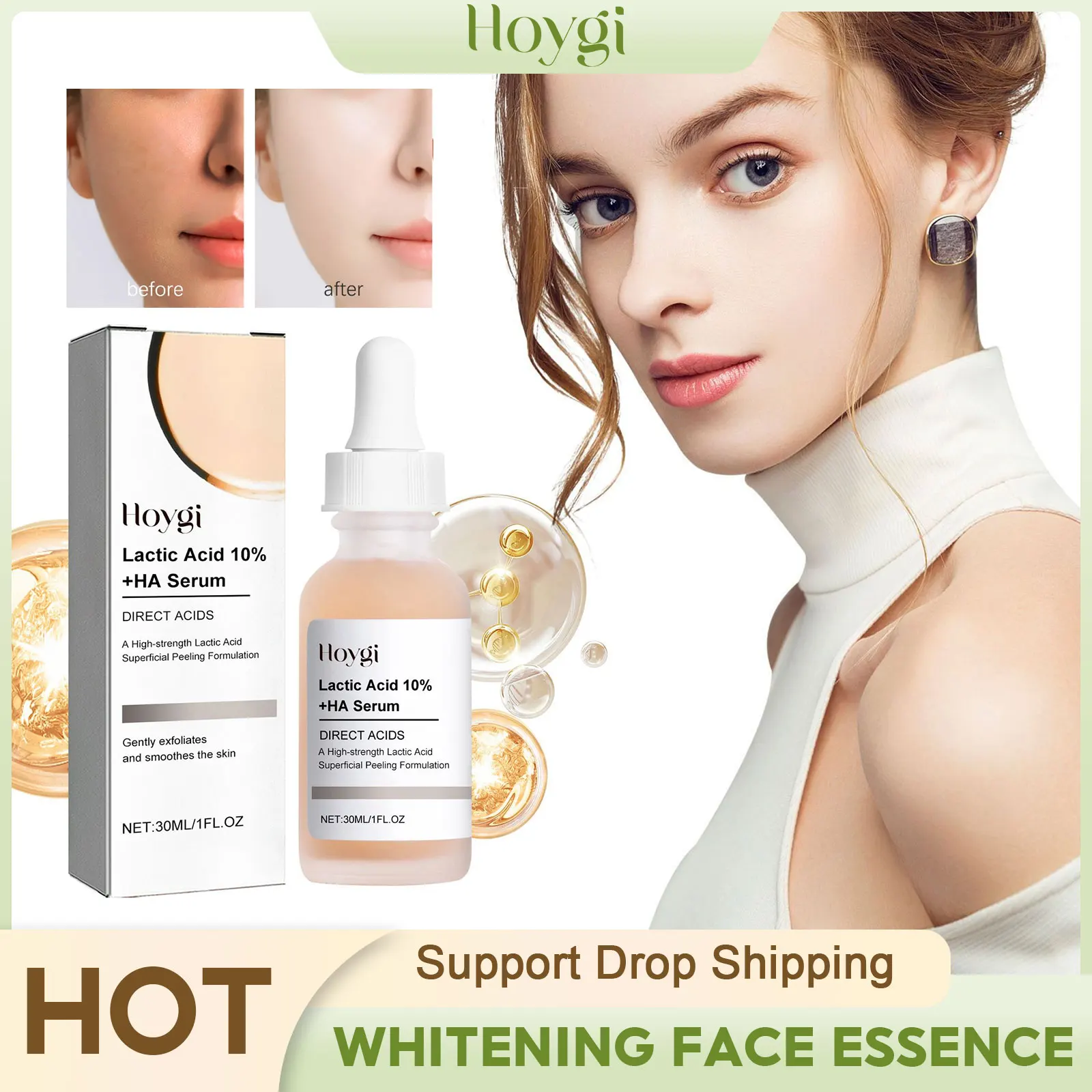 Lactic Acid Pores Shrinking Face Serum Whitening Freckle Pigment Corrector Smooth Repair Skin Deep Moisturizing Peeling Essence пигмент хайлайтер для лица pigment skin haghlighter pbl 1271 02 02 8 5 г