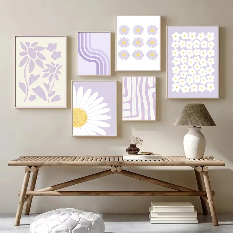 Chic Purple Abstract Art Canvas Print - Modern Living Room Decor