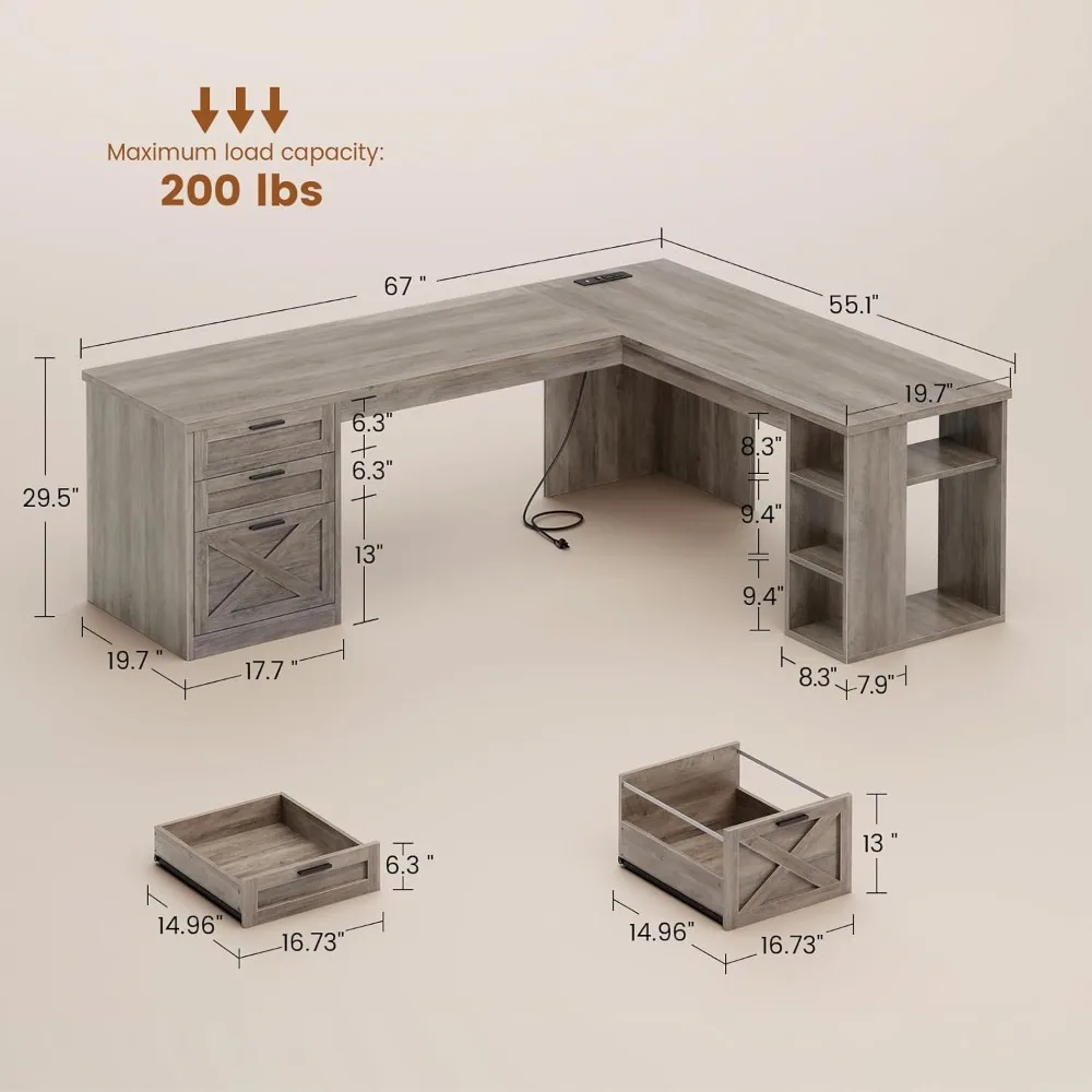 Rustic Executive L-Shaped Desk 2