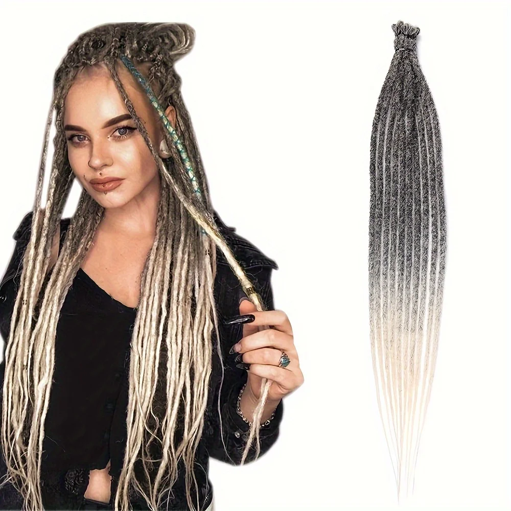 합성 드레드락 헤어 익스텐션 옴브레 가발, 브레이딩 헤어, 힙합 싱글 엔드 드레드, 코스프레 헤어, 24 인치, 10 루트/팩 