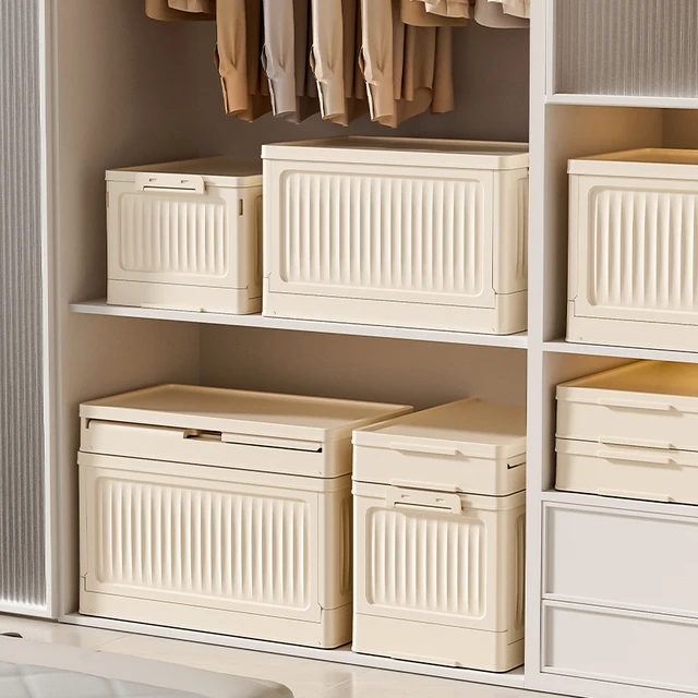 Boîte de rangement pliante multifonction, 1 pièce, conteneur organisateur pliable en plastique, fournitures de rangement d'articles divers, boîte de rangement avec couvercle 4