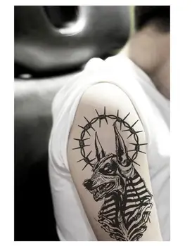 Tatuaggi temporanei Anubis neri Mitologia egiziana Dio della morte Tatto Mano Coscia Vita Braccio Body Art Adesivo tatoo finto impermeabile
