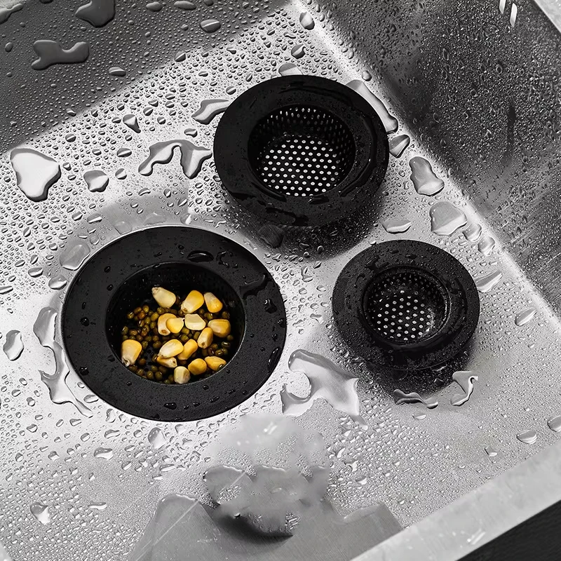 Stainless Steel Sink Strainer Black Anti Clog Mesh Trap Hair Clean Up With Handle Drain Filter Kitchen Bathroom Accessories