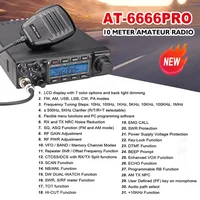 New AnyTone AT-6666 Pro 10 Meter Radio High Power 80W/50W Mobile Radio SSB(PEP)/FM/AM/PA/VOX/NRC Mode Long Range Two Way Radio 2