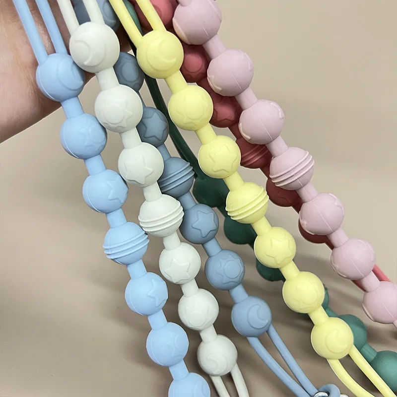 Soothing pacifier anti-chain baby stroller teether anti-loss chain baby silicone pacifier clip toy biting glue lanyard