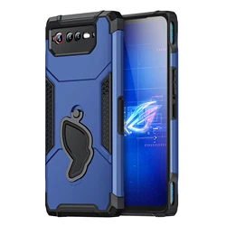 Heavy Duty Shockproof Phone Case with Ring Stand & Heat Dissipation - Military Grade Protection for Asus ROG Phone 6 (Blue)
